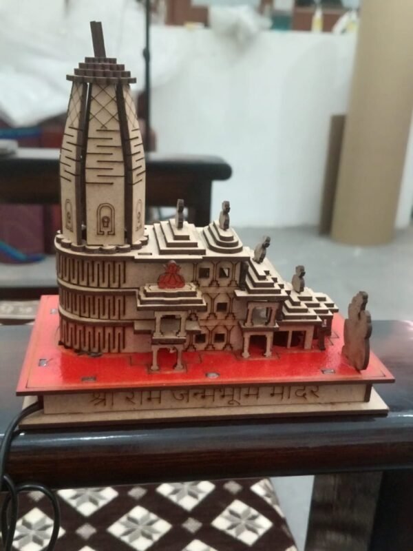Handcrafted Shri Ram Janmbhoomi Mandir Wooden Model – Premium Religious Decor Souvenir